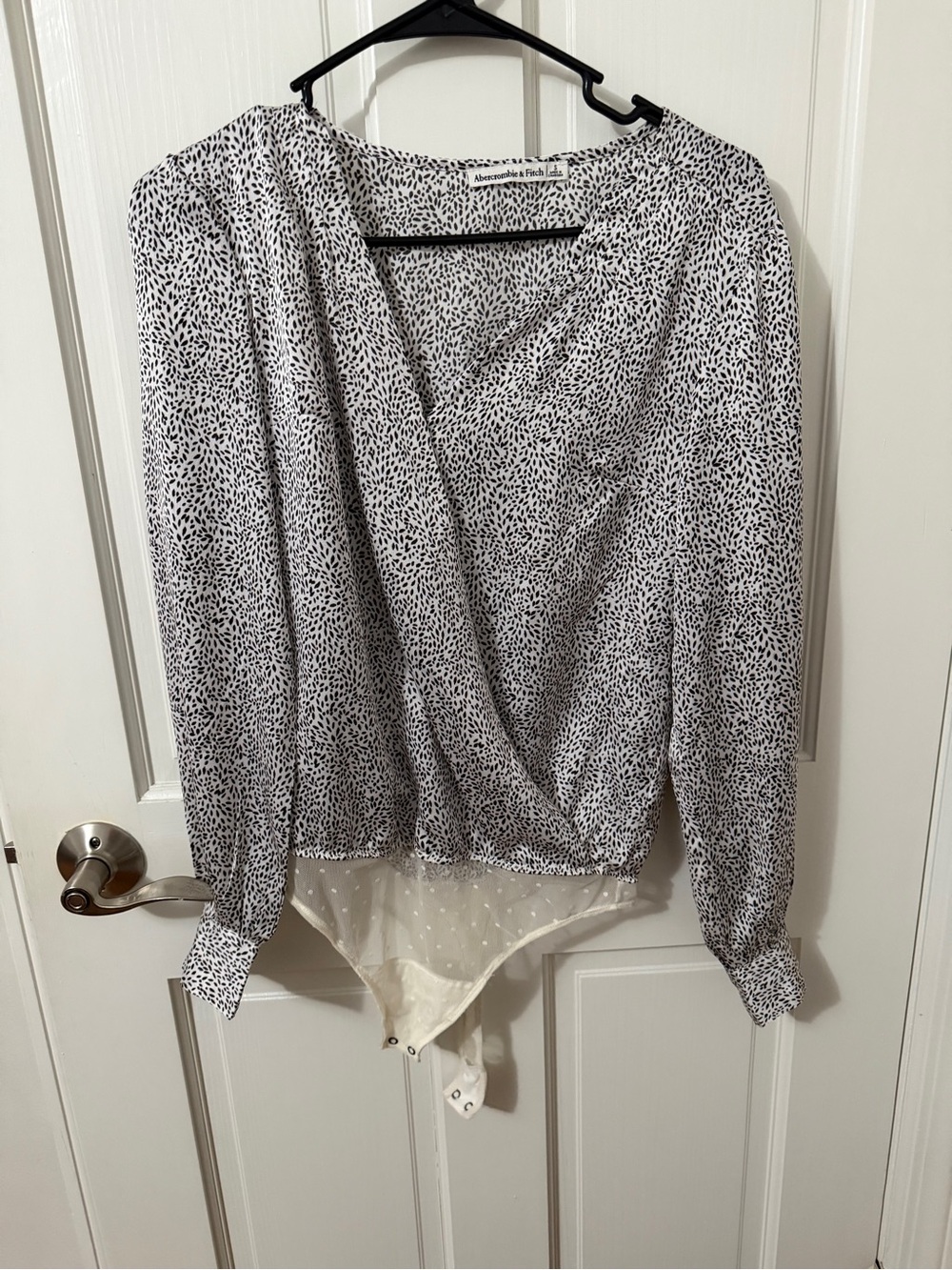 Abercrombie & Fitch Black Speckle on White Wrap Bodysuit